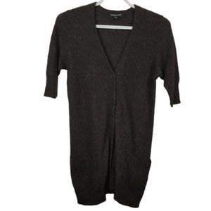 Eileen Fisher Wool Cashmere 3/4 Sleeve Cardigan Sweater Brown Size Small Petite